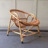 Vintage rattan basket armchair