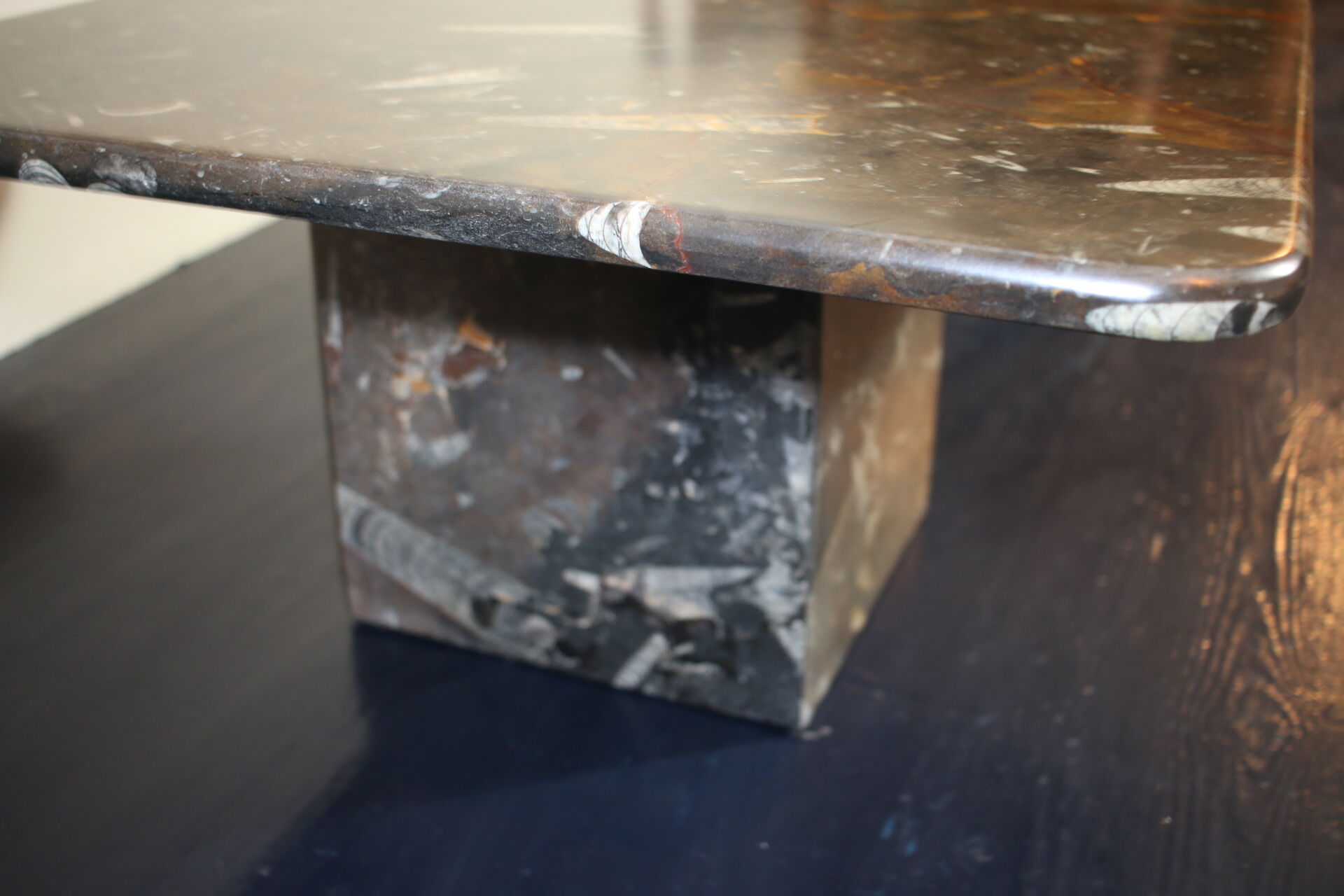 Table basse vintage en pierre fossilisée