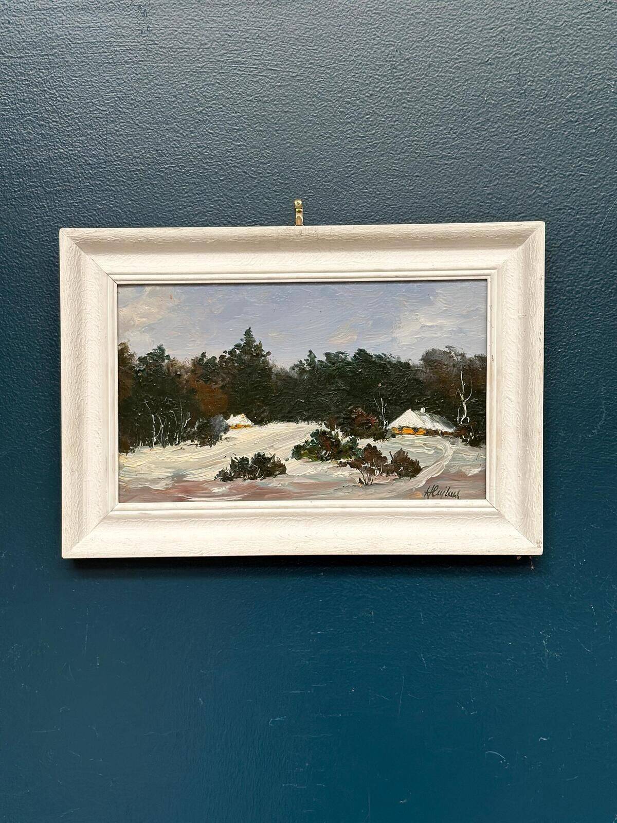 Huile sur panneau suédoise originale – « Paysage d'hiver » – Vintage et encadrée – 37 × 26 cm (14,6" × 10,2")