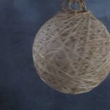 Suspension vintage en corde et rotin