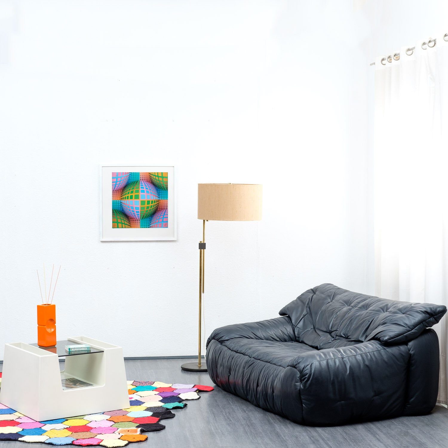 Black leather sofa, 70, two places