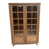 oak two-door display cabinet