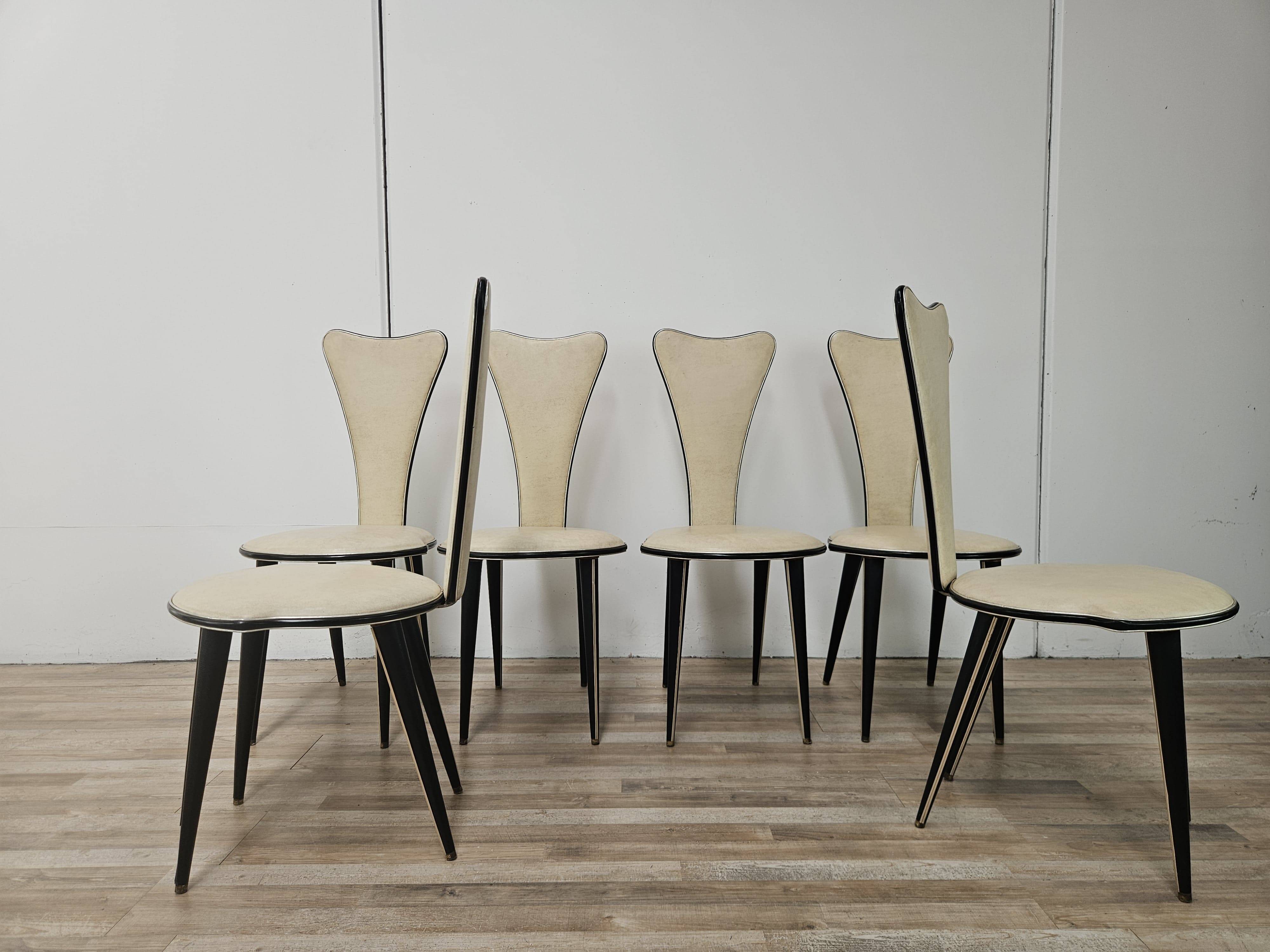 Set of Six Mid-Century Modern Dining Chairs by Umberto Mascagni