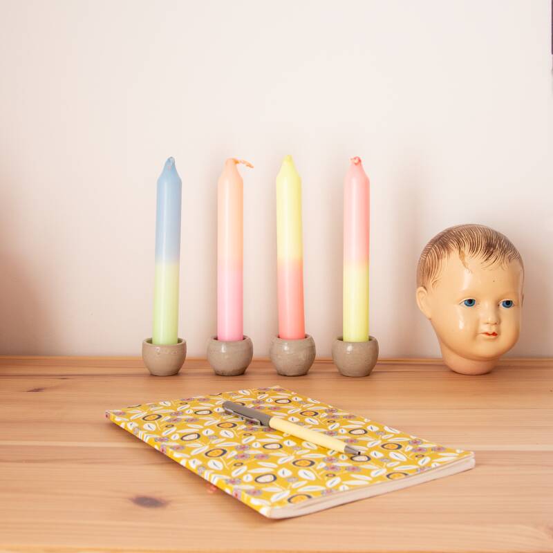 4 Gray sandstone candle holders