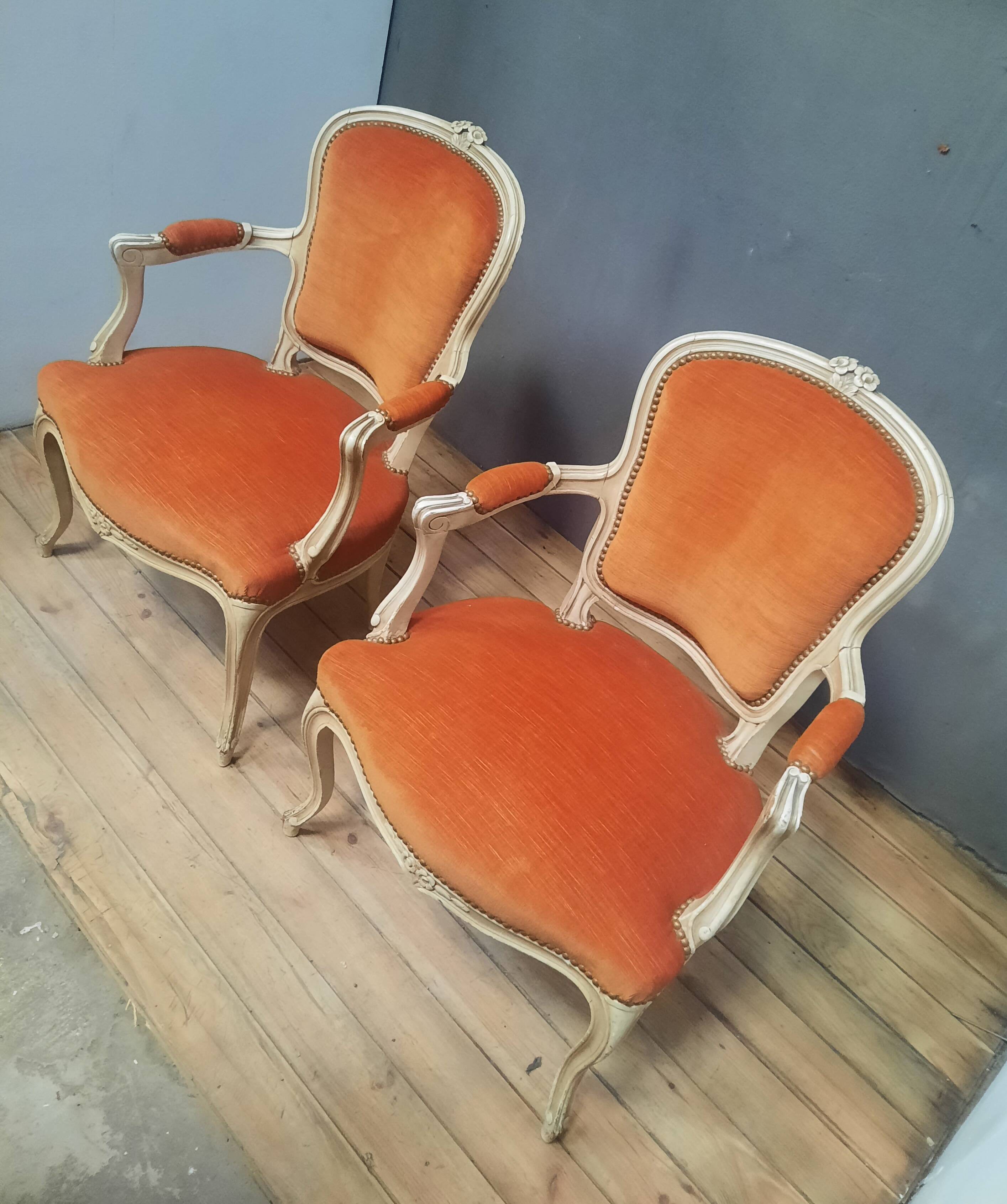 Pair of Louis XV "cabriolet" armchairs