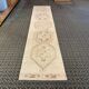 Vintage Handmade Soft Beige and Brown Long Hallway Runner