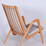 Grey mid century oak armchair by Jan Vanek 1950s Czechia