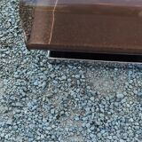 Coffee table from the 70s in chromed steel and smoked plexiglass double swivel trays