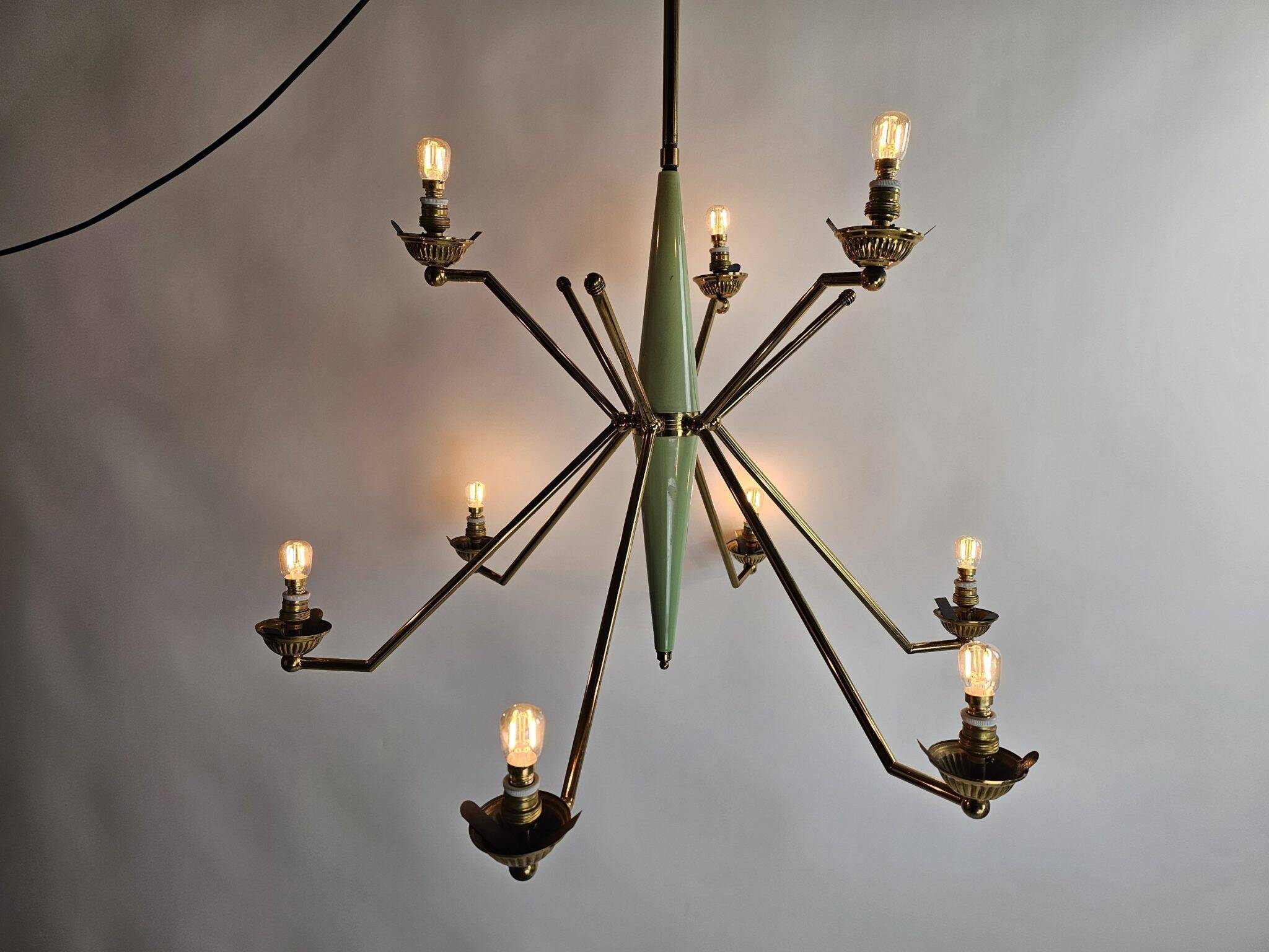 Mid-century Italian opaline glass chandelier