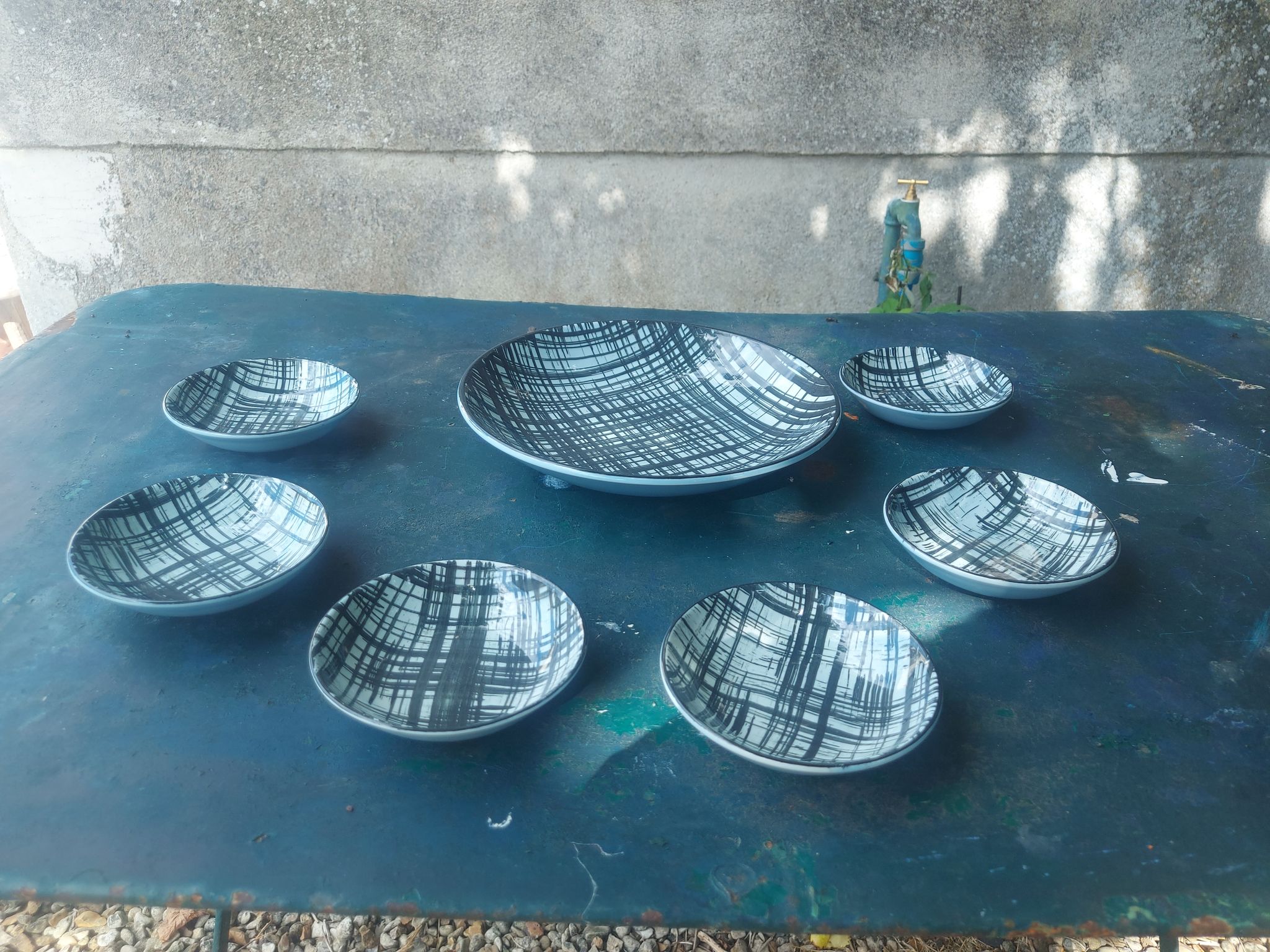 vintage ceramic couppelles and dish , Pornic