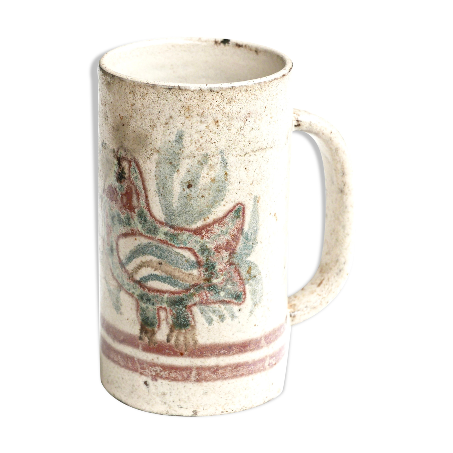 Mug "oiseau" de Gustave Raynaud, Atelier le murier Vallauris, années 60