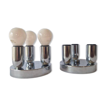 Set of Two Wall Lamps, Flush Mount, Sputnik, Space Age, Italy, 1970s