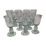 Set of 12 70s stemmed glasses