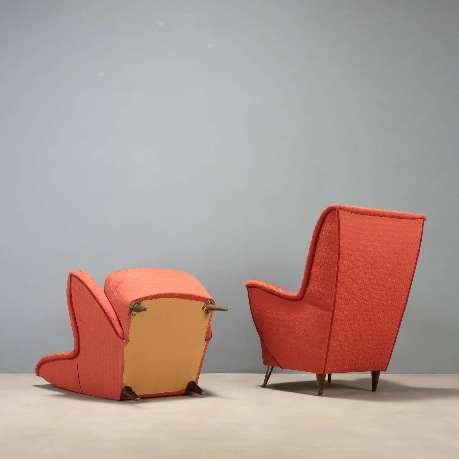 Pair of vintage fabric armchairs from the 1950s.
