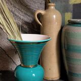 Art-deco vase in green and gold slip