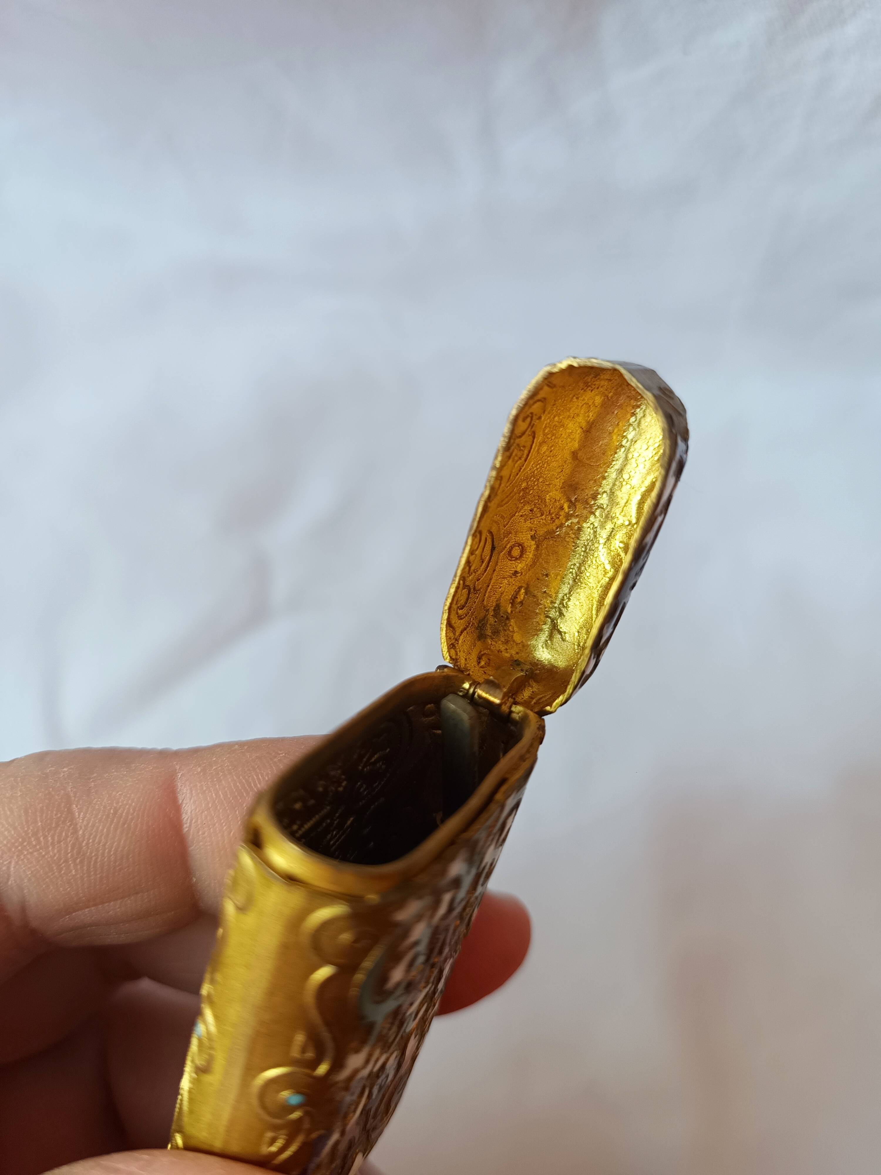 Ancien pyrogène émail cloisonné boite allumettes collection fumeur