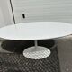 Knoll oval tulip table original 1970 white laminate with wooden underside 120x198.