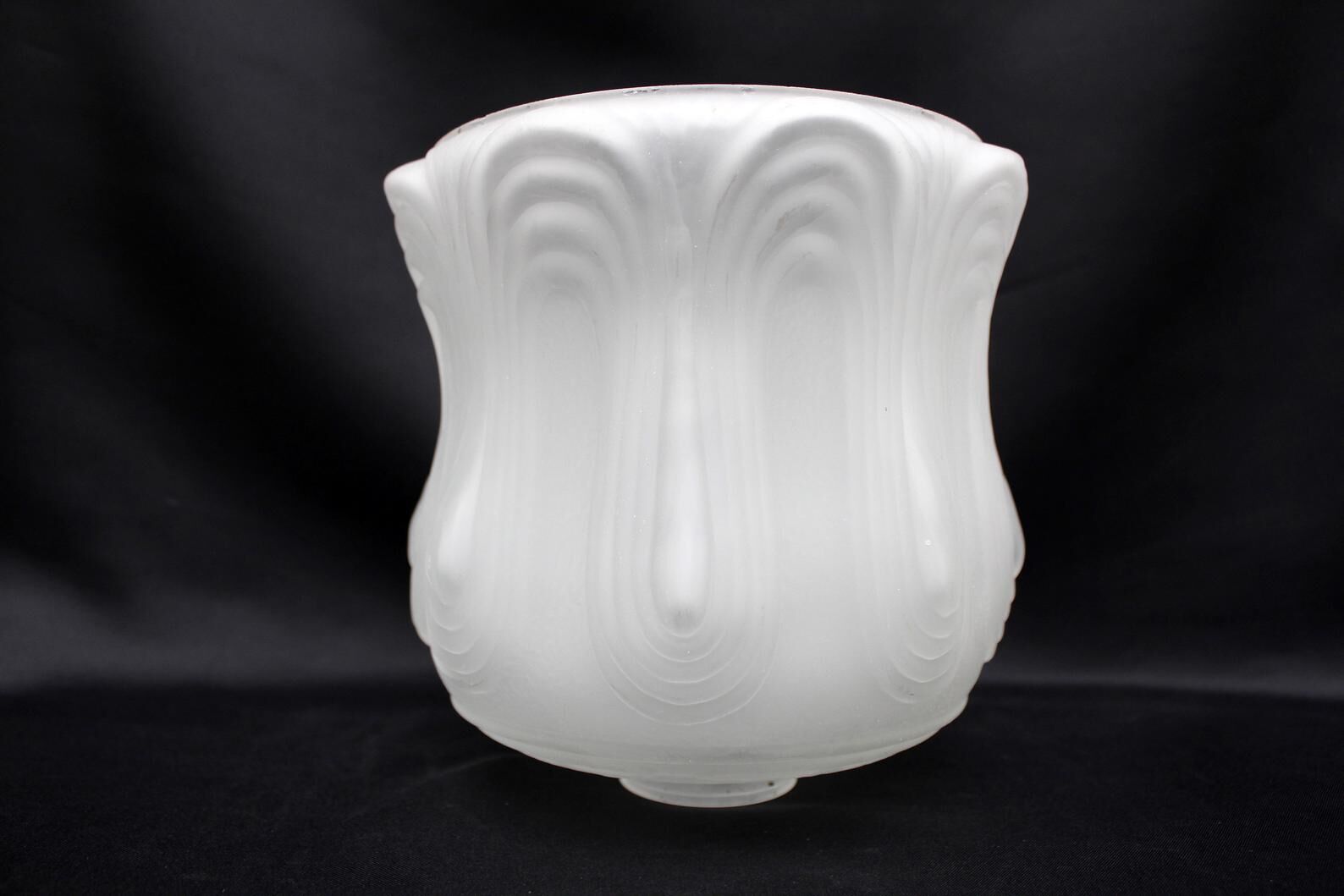 Art deco, vintage frosted white glass globe, swirl design light shade