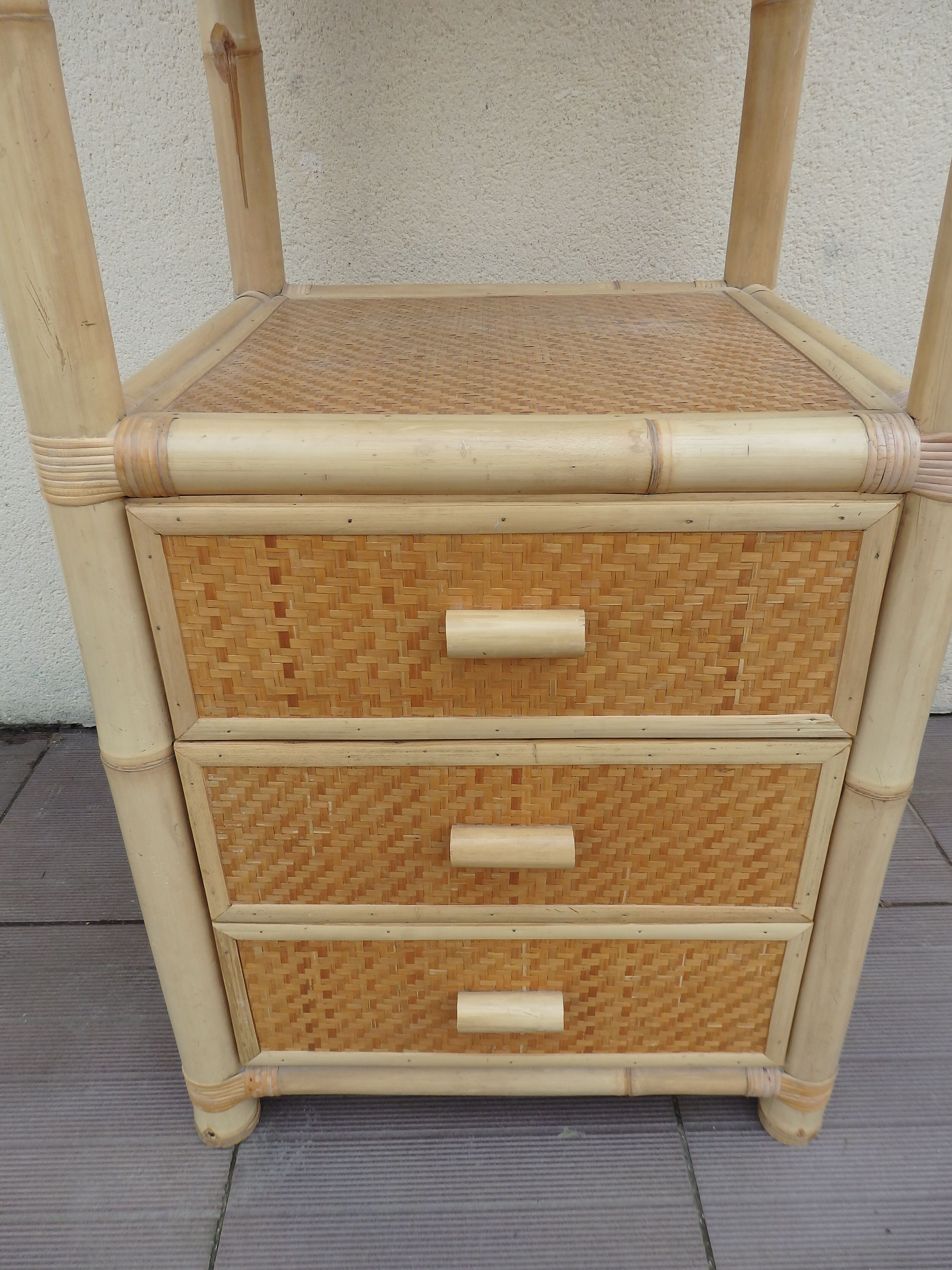 Bamboo and rattan shelf