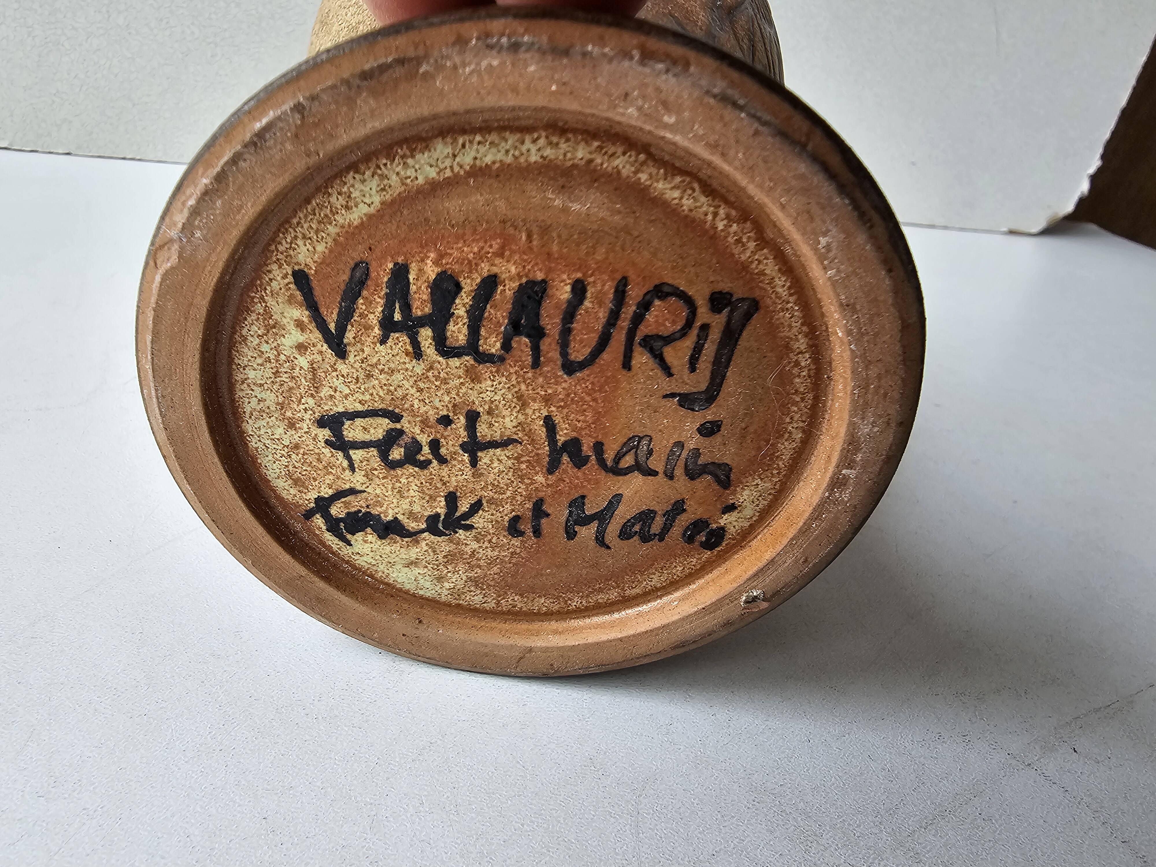 Ceramic vase with floral pattern - signed Fonck & Matéo Vallauris