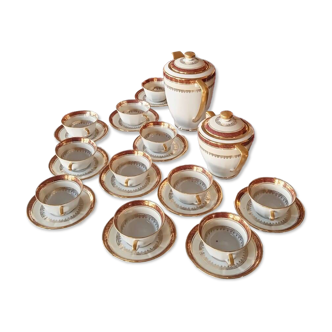 Vilatte Limoges Porcelain Coffee Service 13 Pieces, 11 People 1950