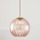 Lampe à suspension italienne du milieu du siècle en verre rose et laiton
