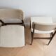 Set of 6 vintage 1950s chairs in wood and faux leather.