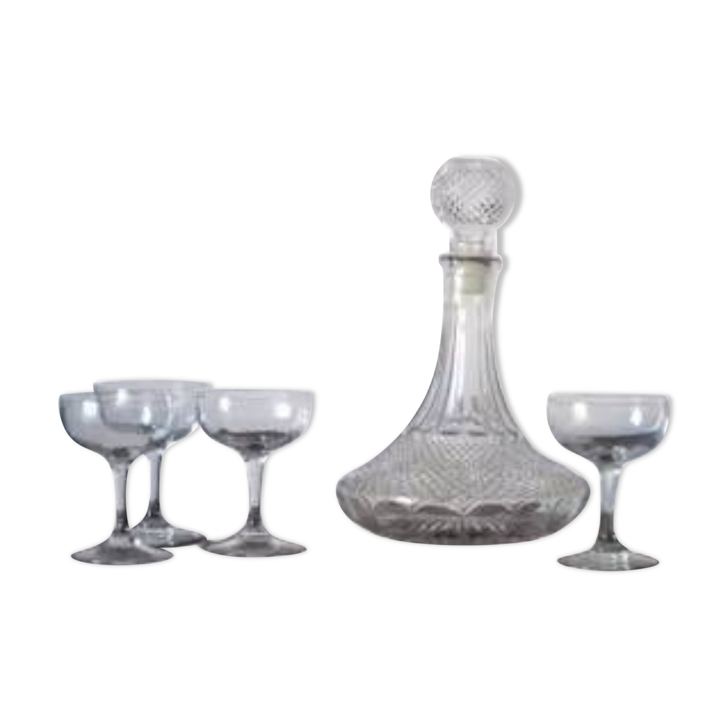 Diamond cut glass wine carafe