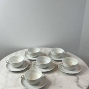 Set of 6 porcelain cups and saucers F. Chauvigny