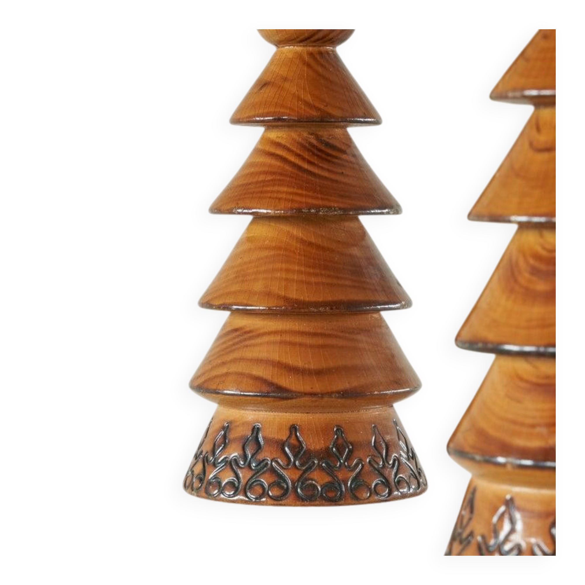 Pair of Scandinavian lacquered wooden candle holders