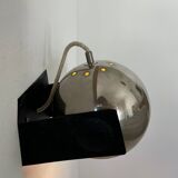 Pair of adjustable wall lights, chrome and matte black metal, France 1970