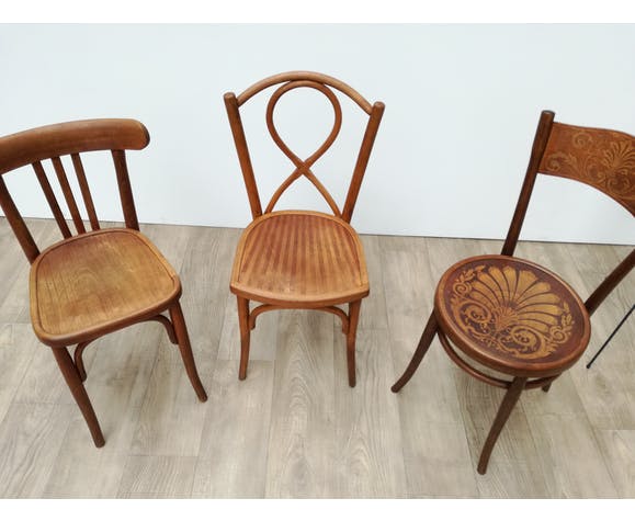 3 wooden bistro chairs