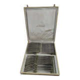 24-piece fish cutlery set in silver-plated metal with crossed ribbons by François Frionnet