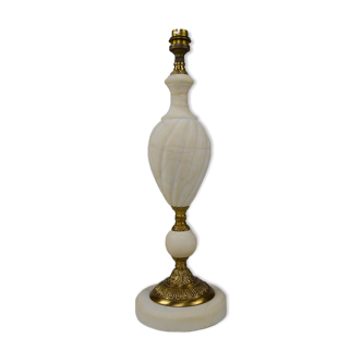 White lamp Neoclassical style in Albatre and Bronze, Italy, circa 1950