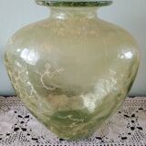 Large heart-shaped vase - glass & resin ribbed applications