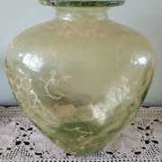 Large heart-shaped vase - glass & resin ribbed applications
