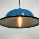 Industrial Factory Blue Enamel Ceiling Lamp, 1960s
