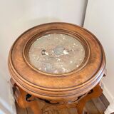 Pedestal table in wood and marble