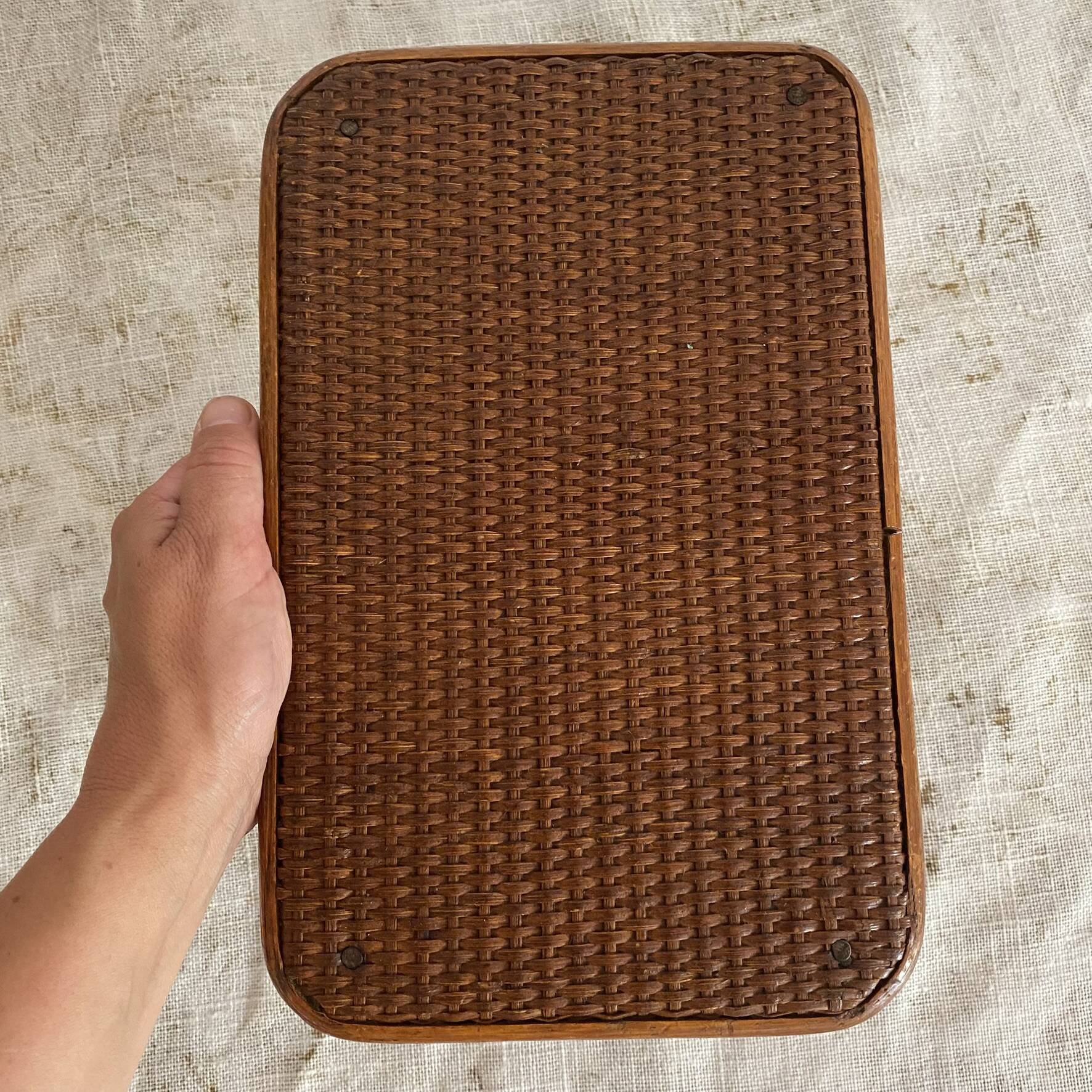Vintage low rattan stool