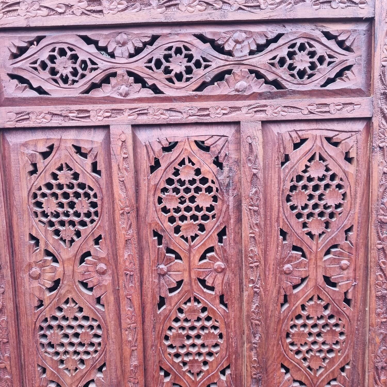 Indonesian screen 4 teak panels