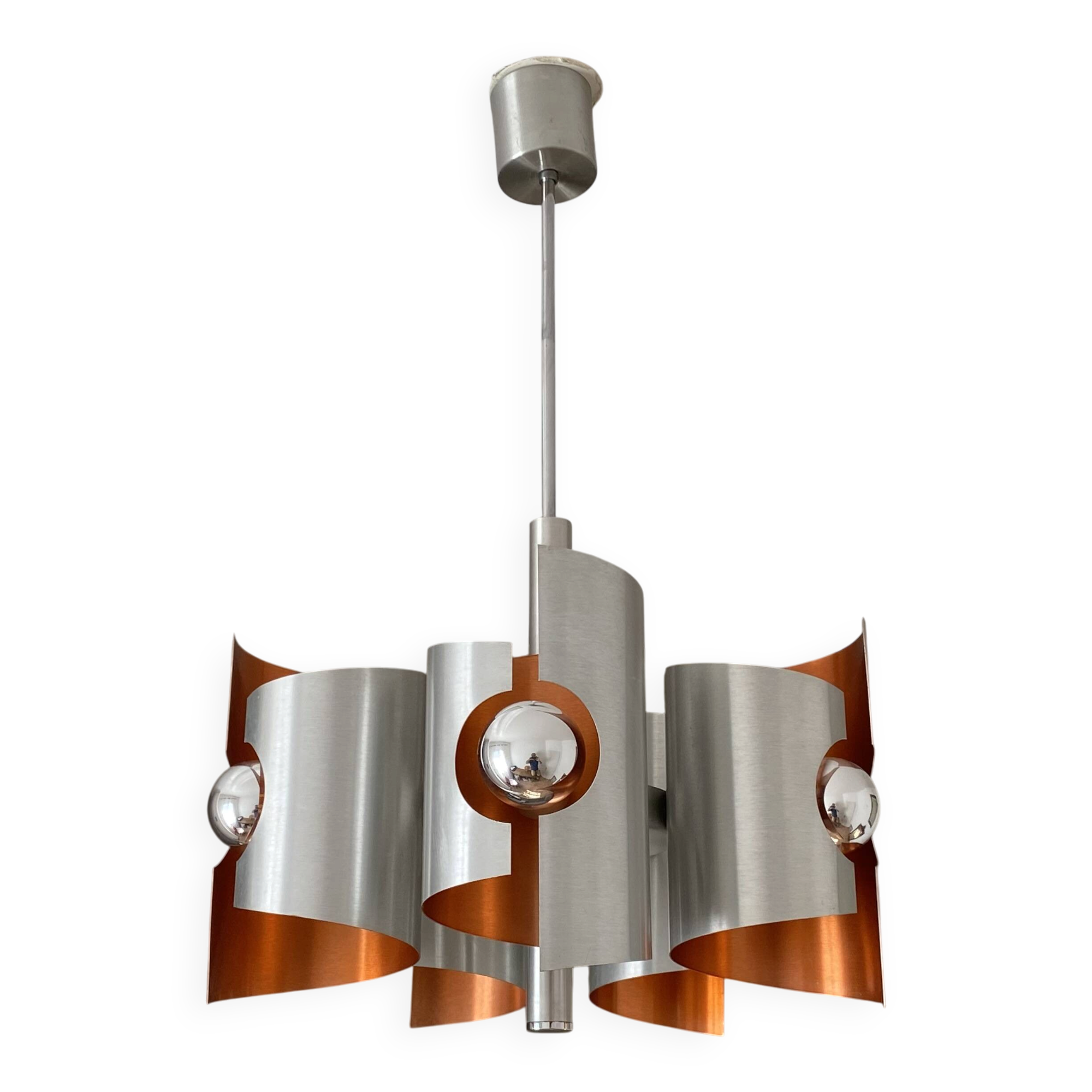 Lustre Polam Bielsko. 1970. Space age. Inox Brossé.