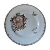 Assiette plate terre de fer Paris oiseau porcelaine