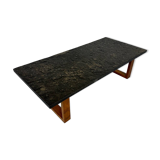 Thick slate coffee table, brutalist design from the 70s, Pia Manu style