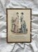 Gravure lithographie illustration de mode ancienne sous verre fin 19eme