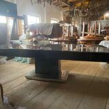 Black art deco extendable dining table made in 1930s czechia