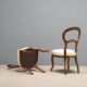 Antique Louis-Philippe chairs in walnut and fabric, Italy, 19th century.