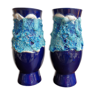 Fat lava vintage blue Vallauris vases