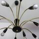 Italian Black and brass 12 arm Spider Chandelier  1950s