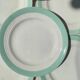 5 small vintage French porcelain plates, white and green, Céranord