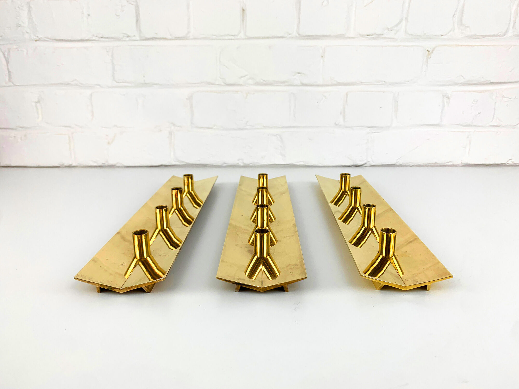 Scandinavian brass candle holder, vintage, Pierre Forsell for Skultuna, 1960